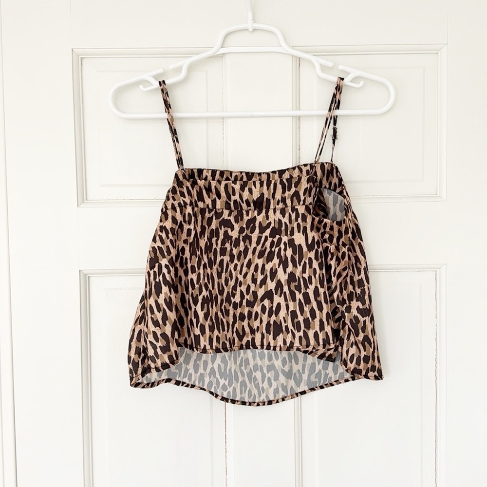URBAN OUTFITTERS cami tank size M black brown leopard print top - Picture 2 of 3